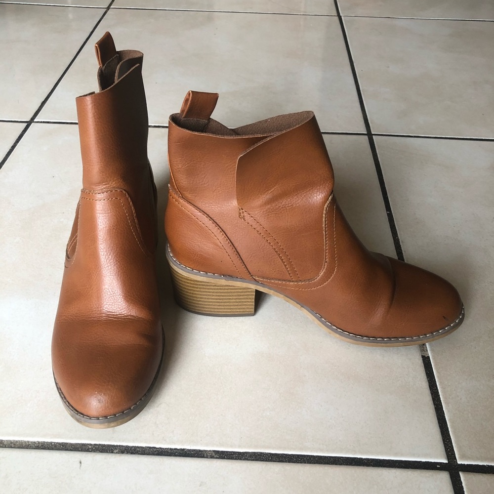 Brown leather boots